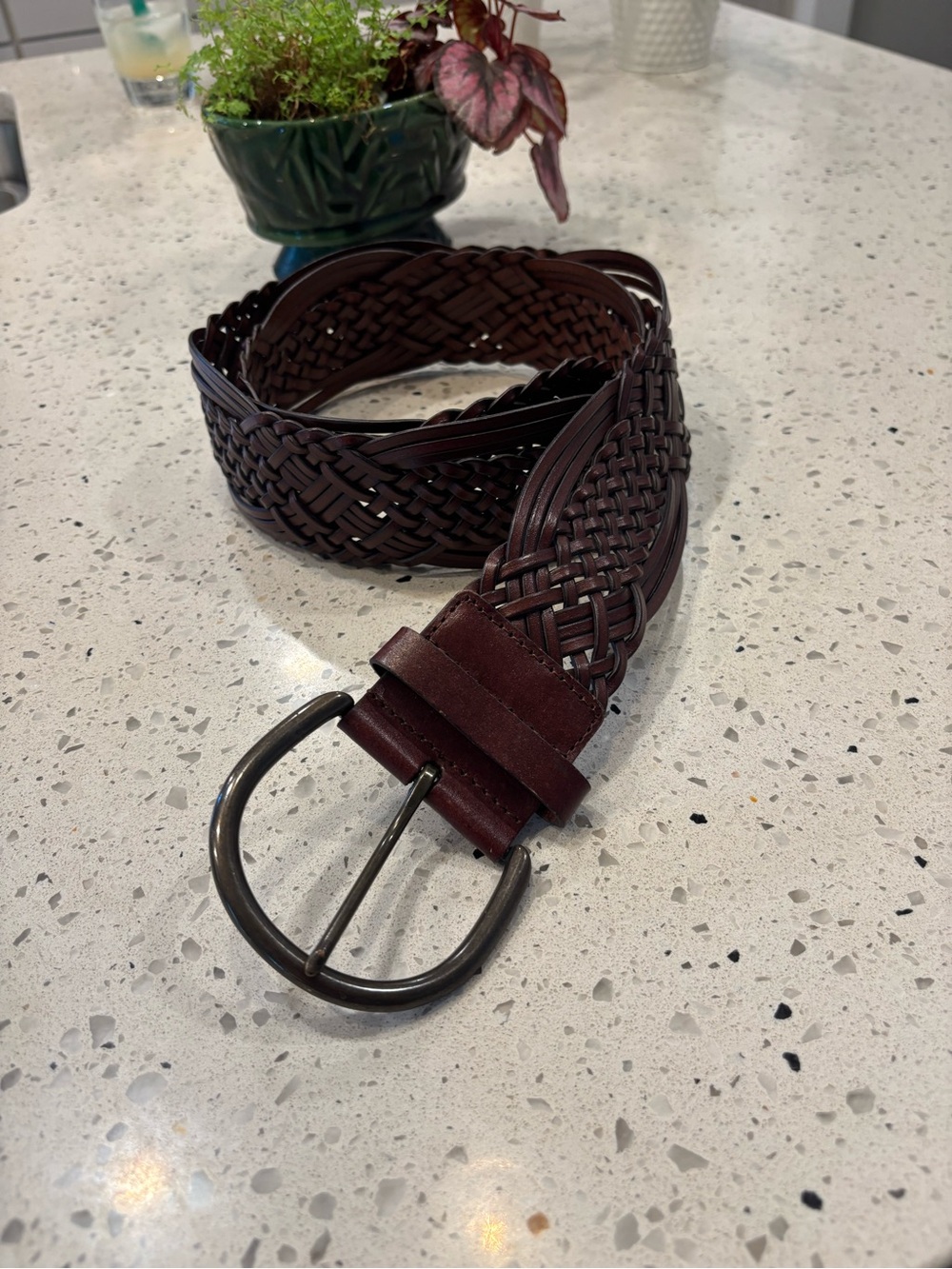Women’s Woven Leather Belt - Brown